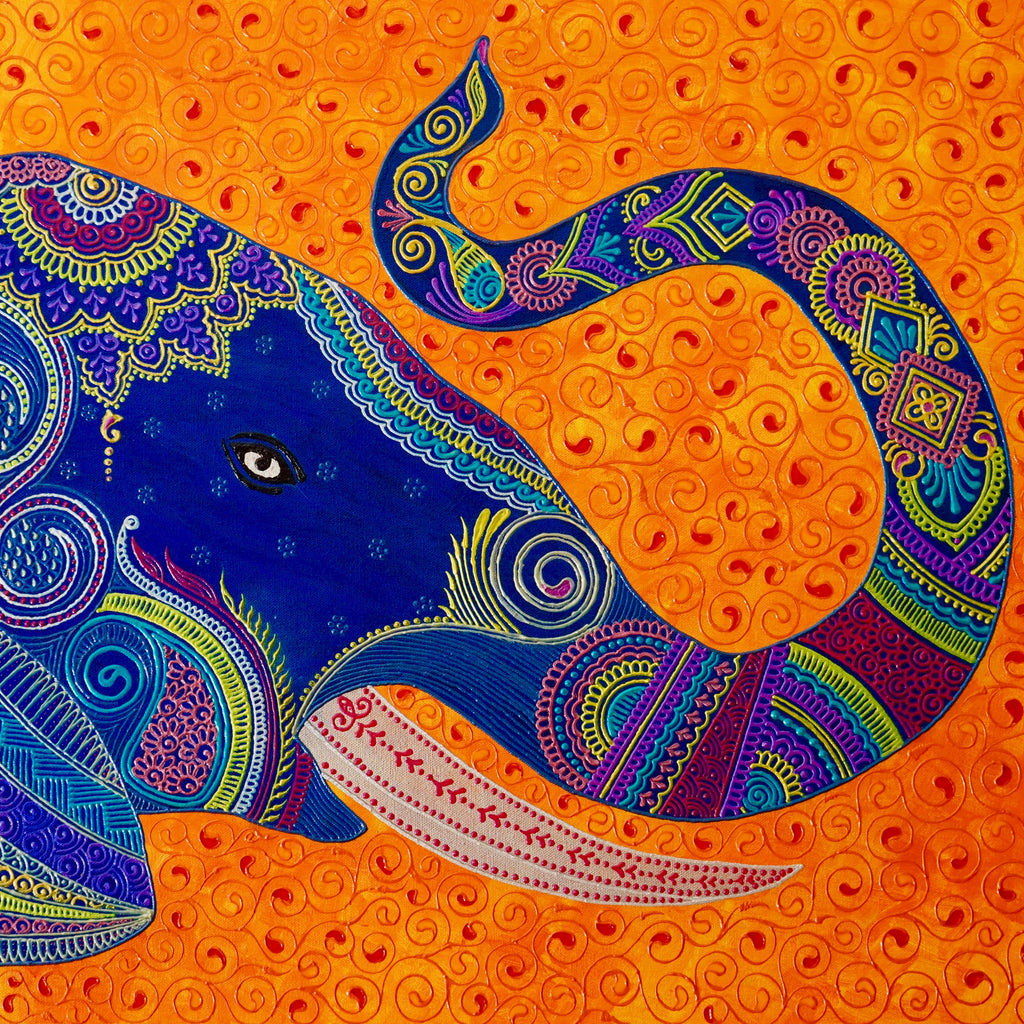 Henna Acrylic Elephant Painting | Art by Bala