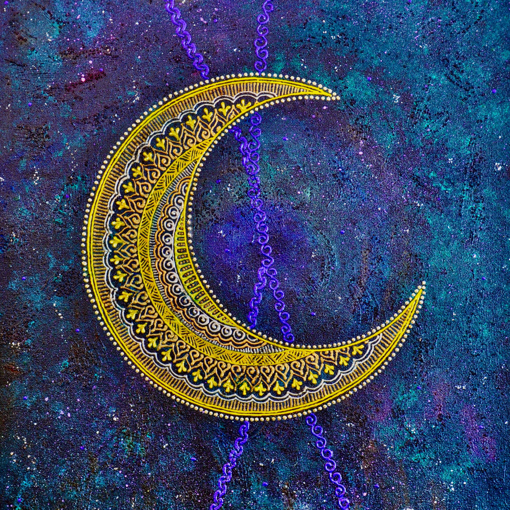 Henna Acrylic Moon Painting | Art by Bala