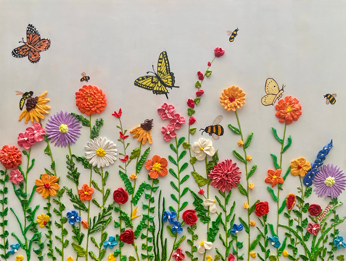 Summer Wildflowers | Textured Floral Painting | Original Contemporary Artwork