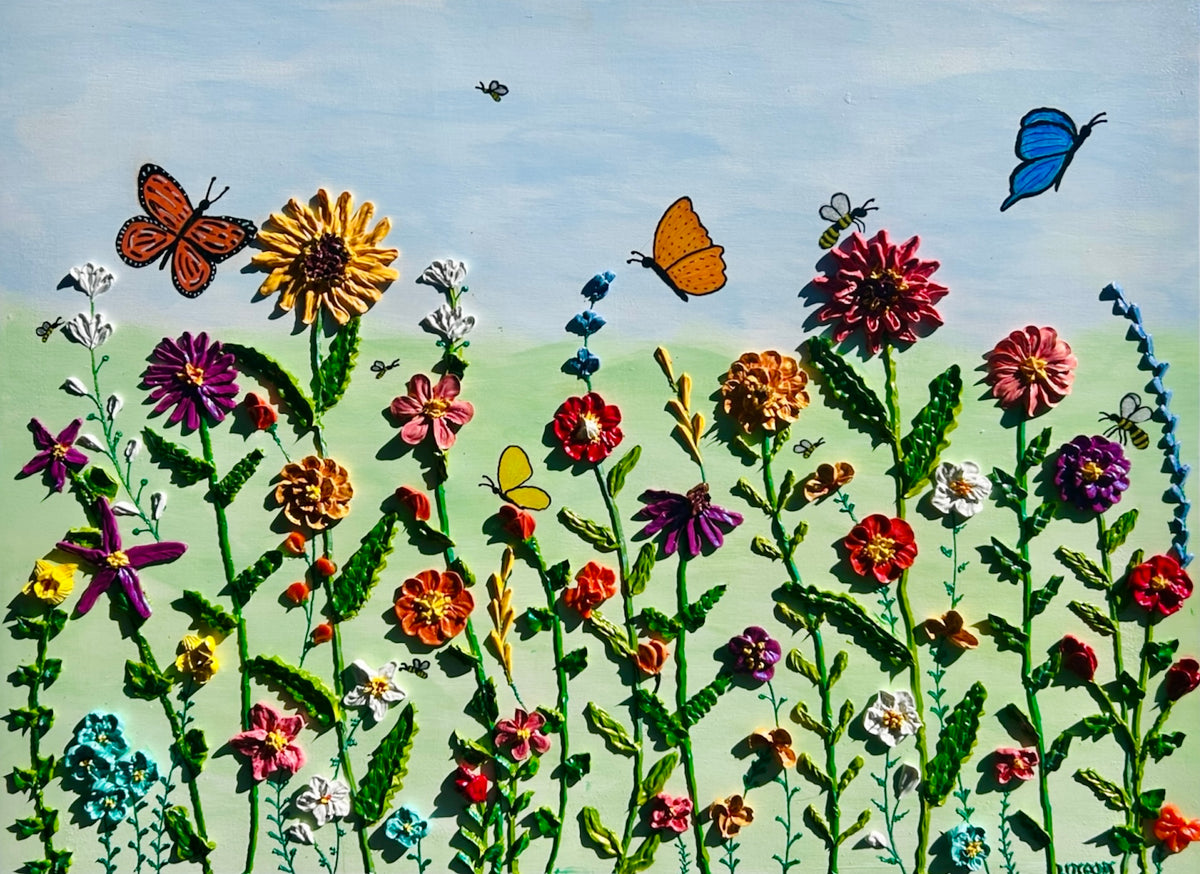 Summer Wildflowers | Textured Floral Painting | Original Contemporary Artwork
