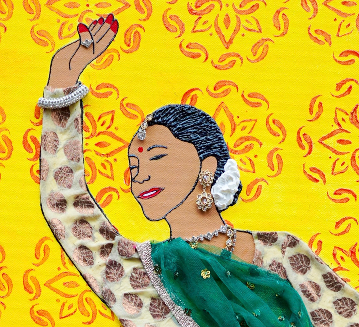 Nrityapriya | Textured Portrait Painting - Art by Bala