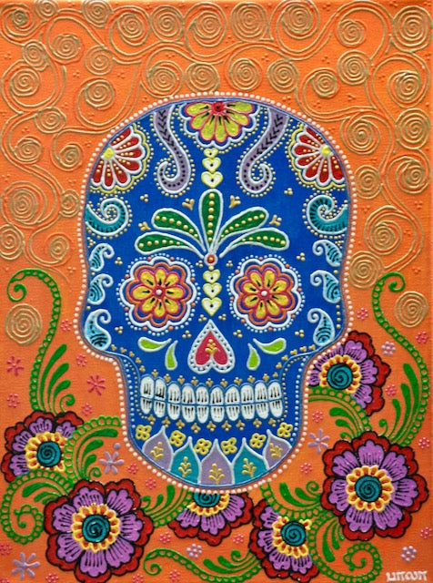 Sugarskull - Orange - Art by Bala