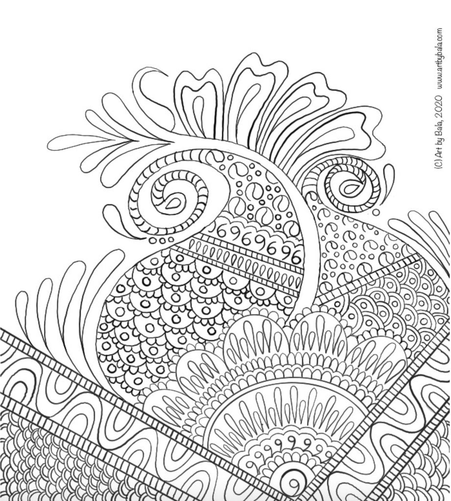 Henna Abstract Coloring Page - Art by Bala