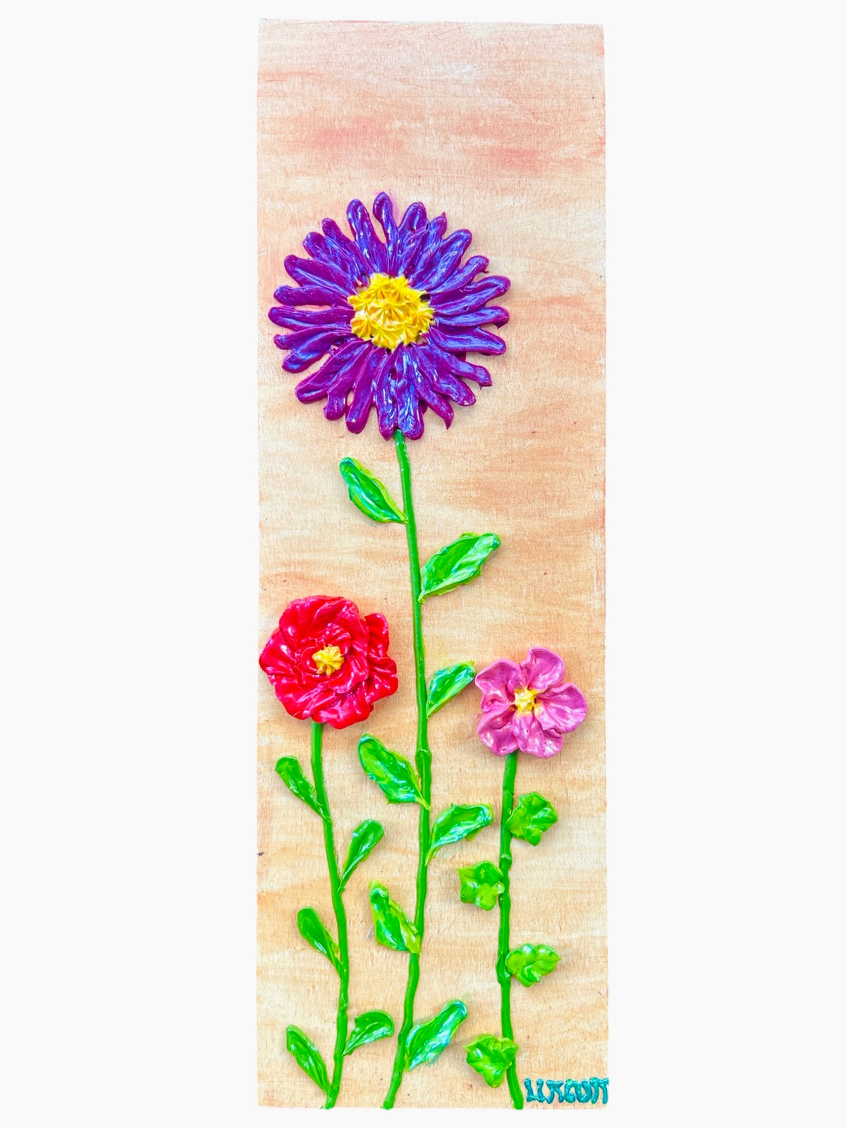Asters No. 3 | Iridescent 3D Textured Floral Painting