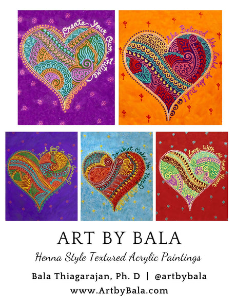 Hearts & Words Notecards - Art by Bala