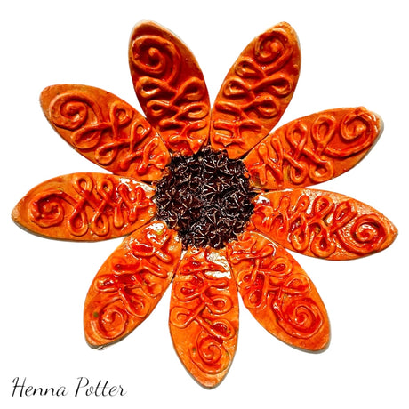 Orange Flower (4) -  Ceramic Wall Art - Art by Bala