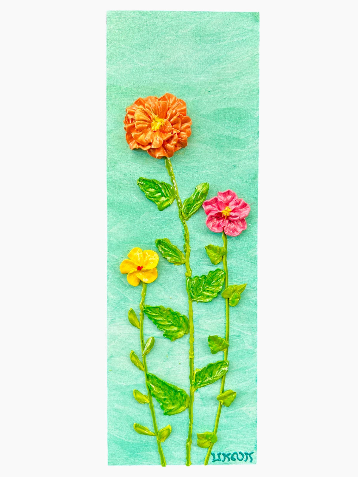 Marigolds No. 5 | Iridescent 3D Textured Floral Painting