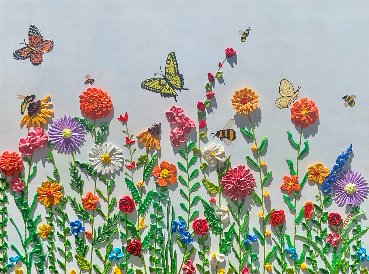 Summer Wildflowers | Textured Floral Painting | Original Contemporary Artwork