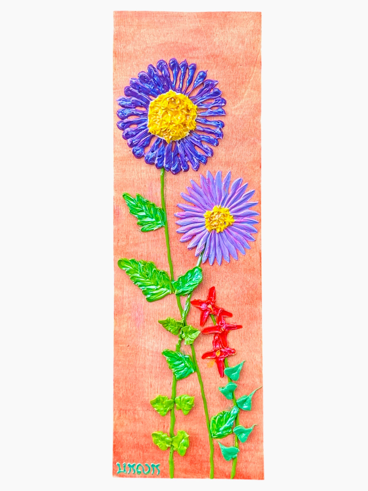 Asters No. 1 | Iridescent 3D Textured Floral Painting