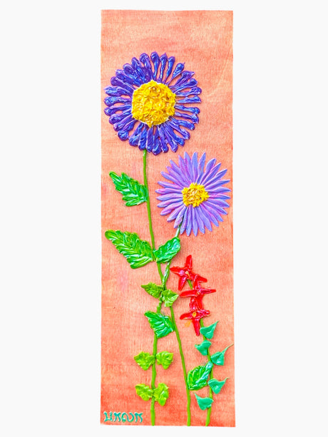 Asters No. 1 | Iridescent 3D Textured Floral Painting - Art by Bala