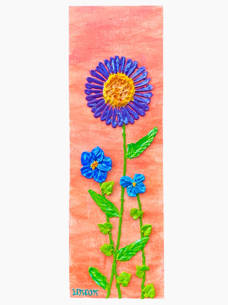 Asters No. 2 | Iridescent 3D Textured Floral Painting - Art by Bala