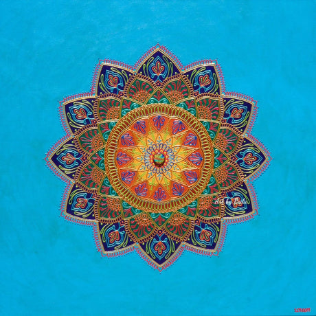 : Serendipity Mandala by Bala, vibrant acrylic mandala artwork symbolizing joyful discovery
