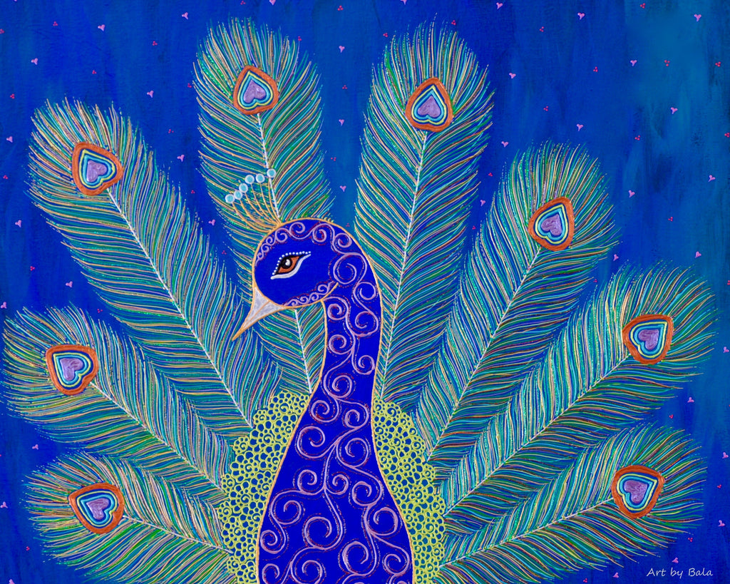 Peacock - Print of Acrylic Henna Bird Painting | Art By Bala – Art by Bala