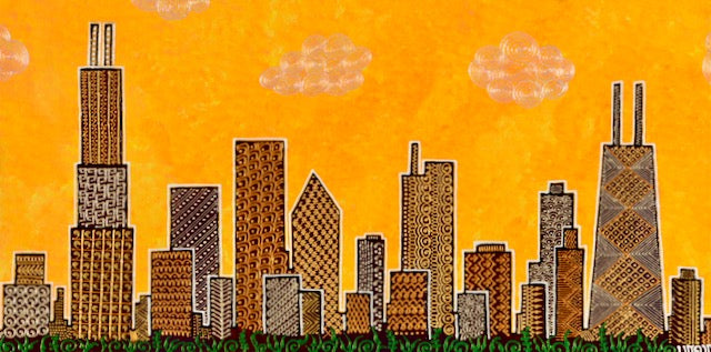 chicago skyline pop art