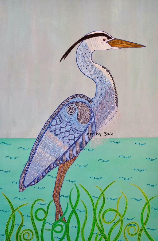 Great Blue Heron - Art by Bala