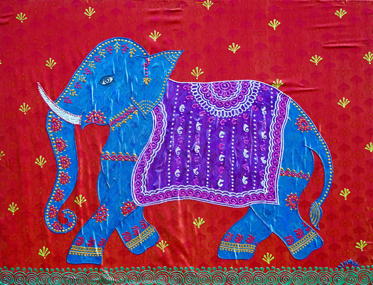 Elephant on Silk - Art by Bala