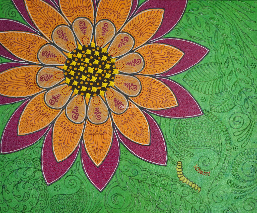 Acrylic Henna Floral Painting | Art by Bala
